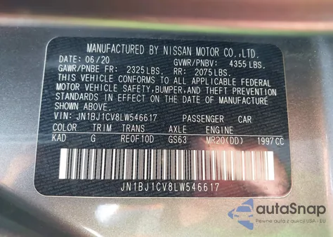 2020 Nissan Rogue Sport Sv Fwd Xtronic Cvt z USA, uszkodzony, nr VIN JN1BJ1CV8LW546617